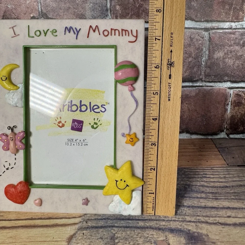 ''I Love My Mommy'' Skribbles RUSS Picture Photo Frame Ceramic Holds 4 x‎ 6